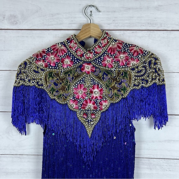 RARE Vintage Naeem Khan Riazee Nights Suzarila Silk Dress Size 8 - Picture 3 of 7